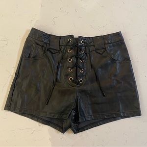 Love Riche Lace Up Leather Shorts, size small